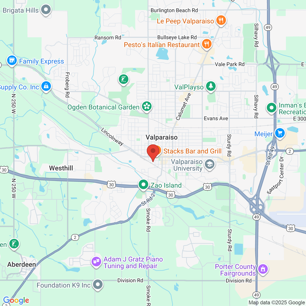 Google map image of our location in 257 Indiana Avenue Valparaiso, IN